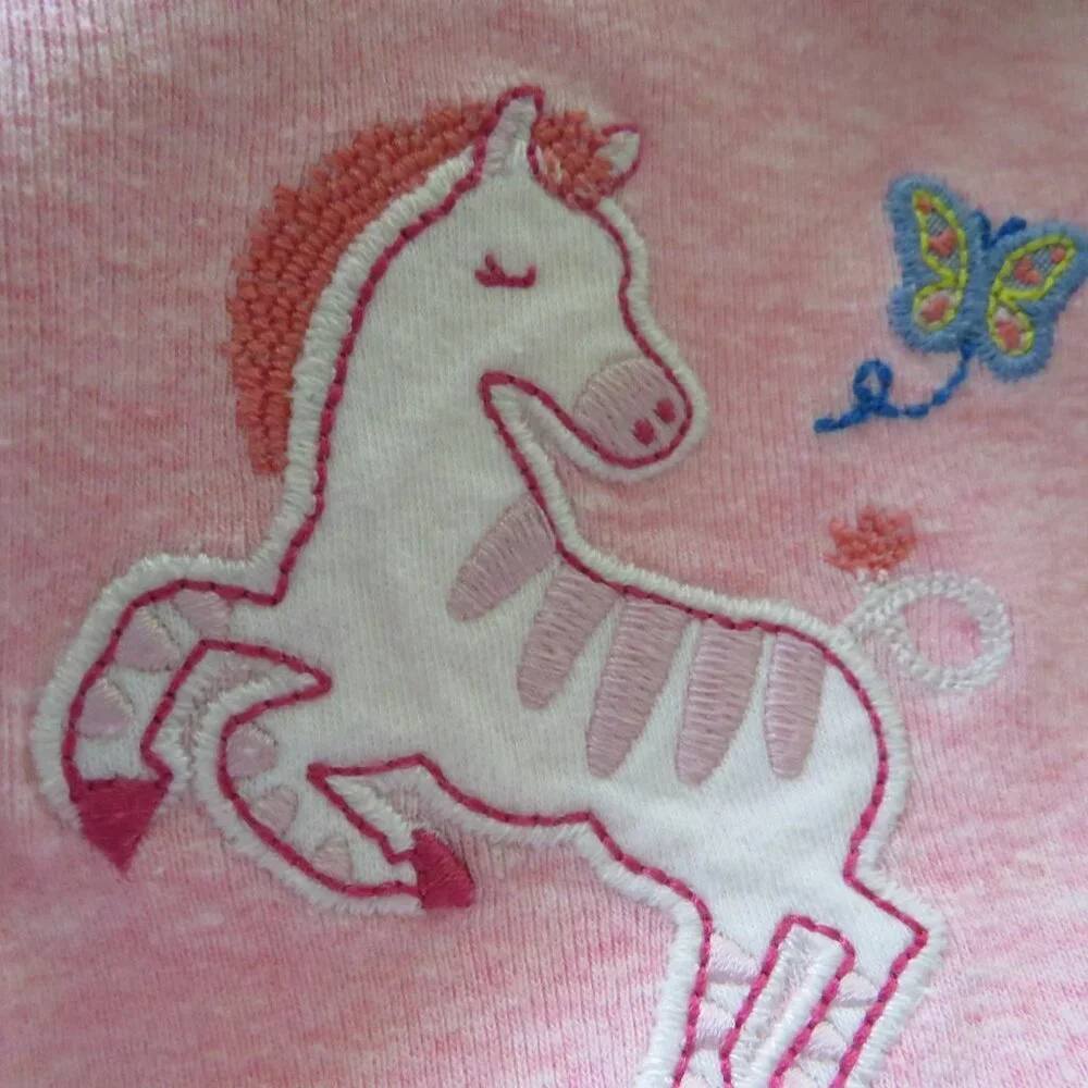 Baby Pink Horse/Zebra embroidered NEW BORN bodysuit Baby B'gosh